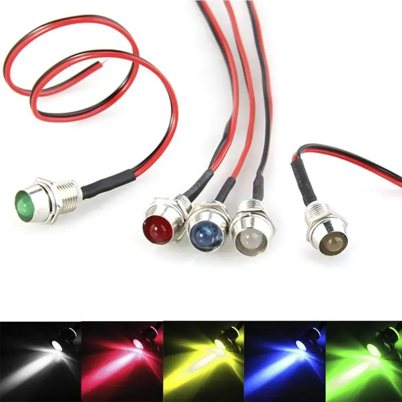 Motorbike Motorcycle 5mm 12V DC Ultra-Bright LED Indicator Light Prewired Lamp Bulb Set With Bezel HolderFor