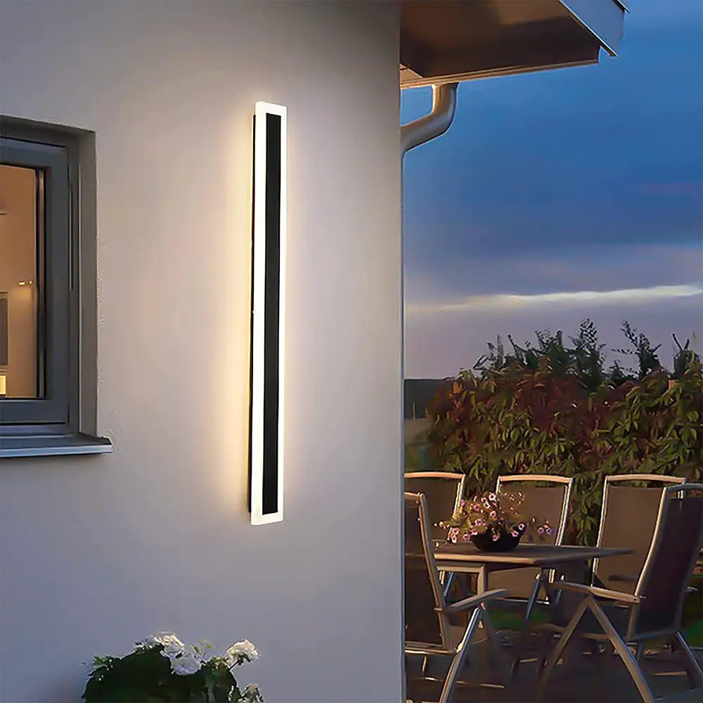 Black Modern Outdoor LED Linear Wall Light IP65 Waterproof Garden Wall Lamp For Wall Surface Mounted Lighting