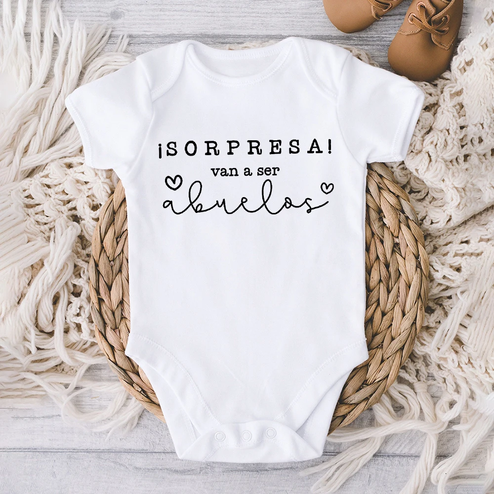 

Surprise Will Be Grandparents Infant Bodysuits Pregnancy Announcement Infant Baby Jumpsuit Announcement To Grandparents Gift