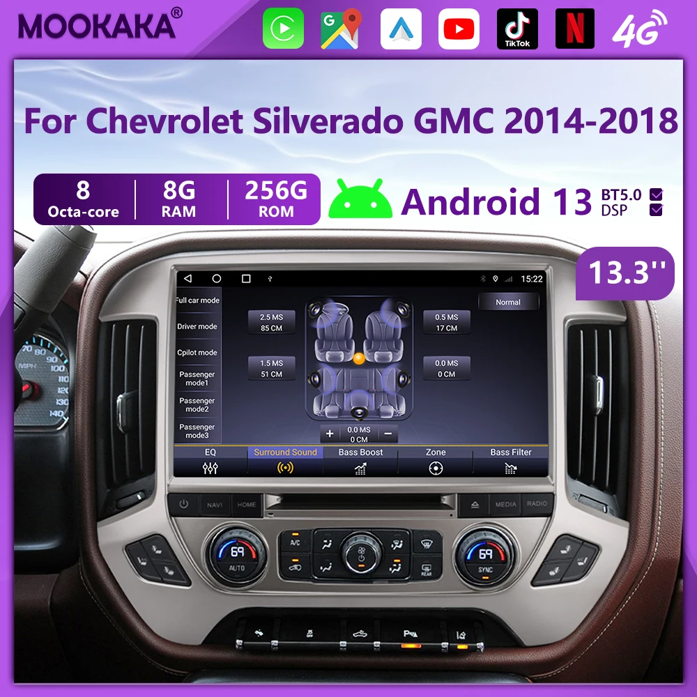 Car Radio For Chevrolet Silverado GMC 2014-2018 Wireless Carplay Android Auto Navigation Car Stereo Multimedia Player Autoaudio