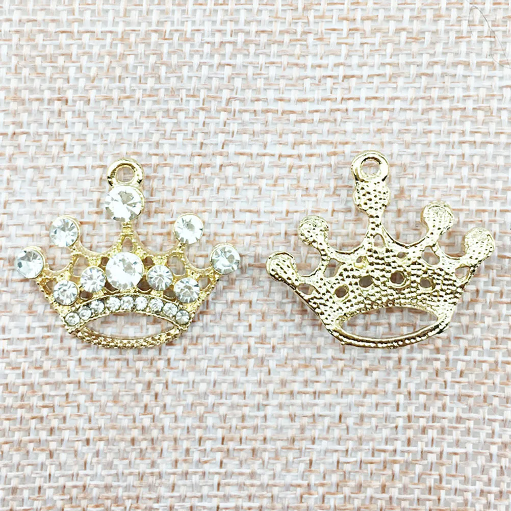 

10Pcs Elegant Crown-Shaped Pendants for DIY Jewelry Crafting Alloy Rhinestone Charms for Necklaces Bracelets Anklets Clothing