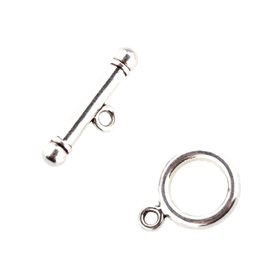 

130PCS Vintage Silver Toggle Connectors Durable Alloy Bracelet Clasp Elegant Metal Bangle Accessories DIY Craft