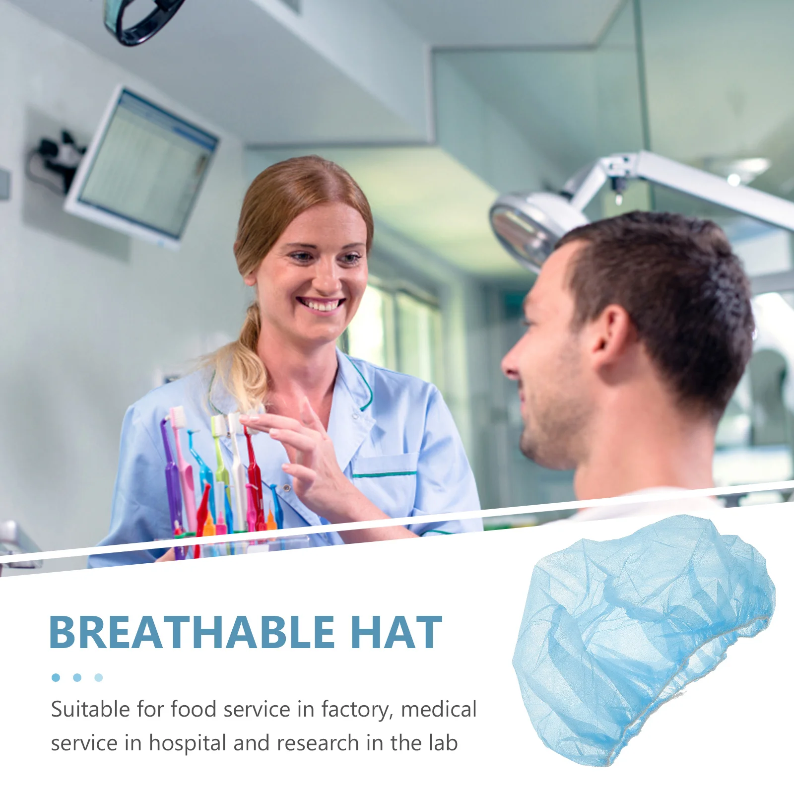 

100Pcs Disposable Non Woven Elastic Bouffant Caps Hair Net Cover for Food Service Workshop Hospital Nurse Accessories for Work