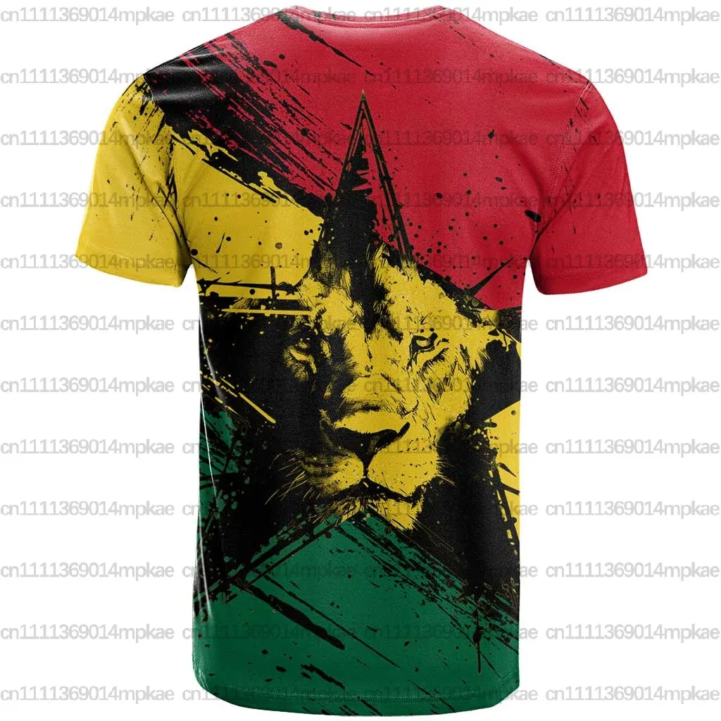Ghana Retro Trend Personalized Jersey Print Men's Crew Neck Short Sleeve T-Shirt Loose Casual Sports Training Top