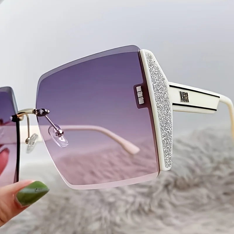 Mode Randlose Quadratische Sonnenbrille Für Mann Design Gradienten Sonnenbrille Frau Luxus Outdoor Brillen UV400
