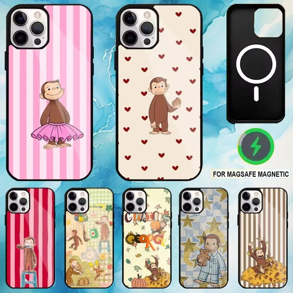 

Cute monkey Curious George Phone Case For iPhone17,16,15,14,13,12,11 Plus,Pro Max Magnetic For Magsafe Wireless Charging