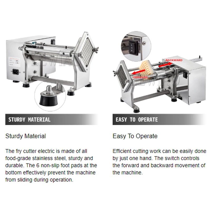القاطع المقلية التجارية آلة تقطيع البطاطس الكهربائية الفولاذ المقاوم للصدأ البطاطس المقلية القاطع رقاقة الجزرة القطاعة أدوات المطبخ