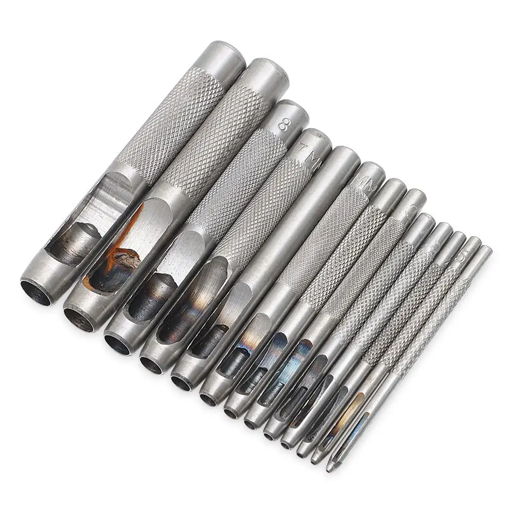 Round Leather Hollow Hole Carbon Steel Punch Tools Craft DIY for Cutting Belts Rubber Watch Strap Canvas Paper Plastic