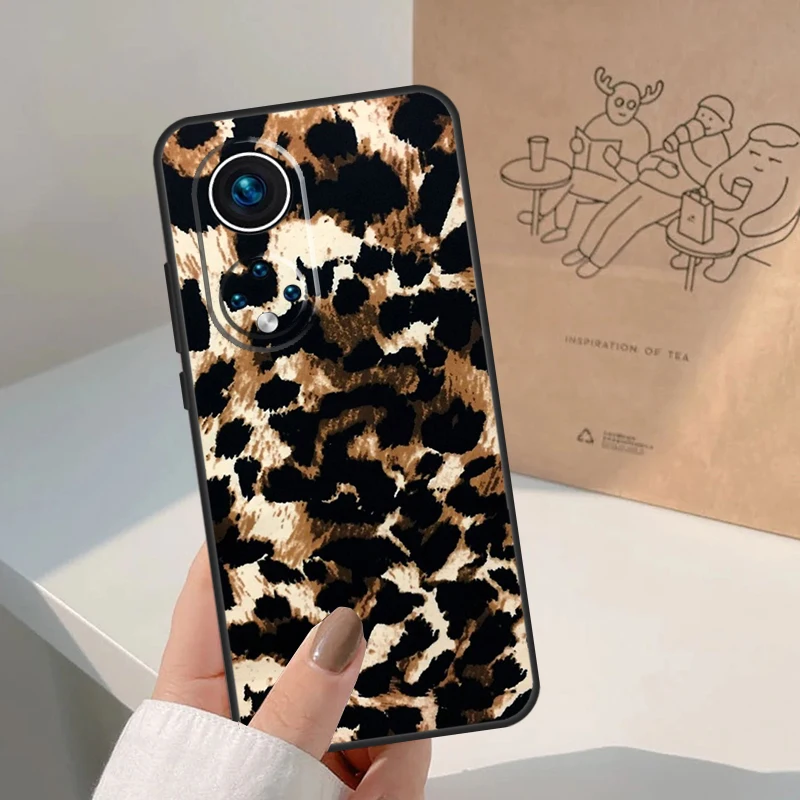 Tan Leopard For Huawei P20 P30 P40 P60 Pro P Smart Nova 9 5T Honor 70 90 50 Magic5 Lite X7a X9a X8a Case