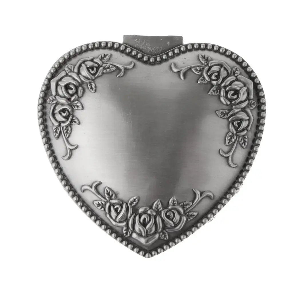 빈티지 앤티크 실버 상자 하트 모양 보석함 수납 정리함