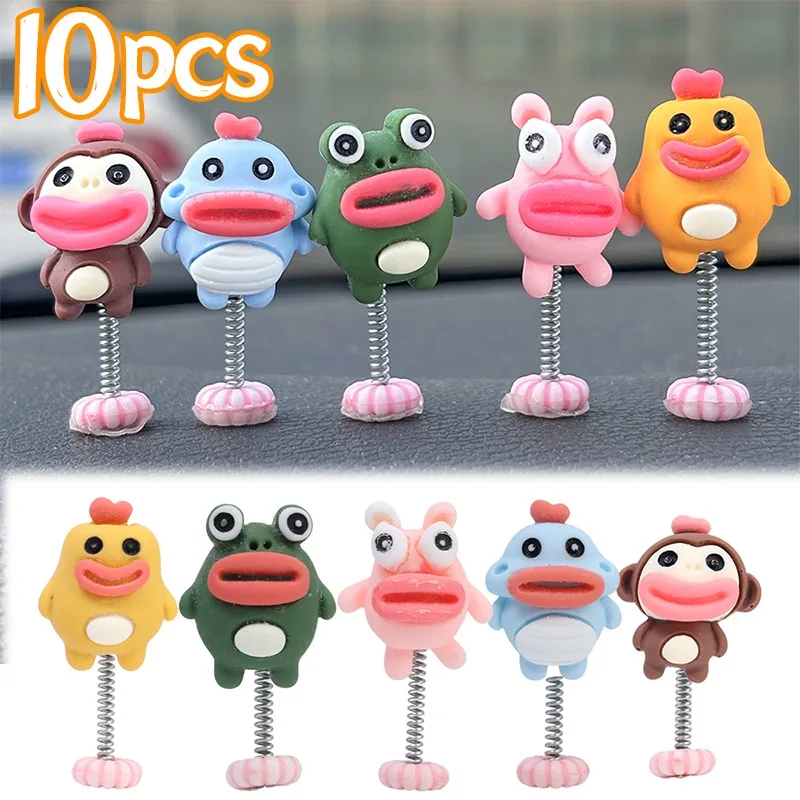 Cartoon Sausage Mouth Car Ornaments Automatic shaking head center console Screen monster DIY Mini Resin Decoration Accessories