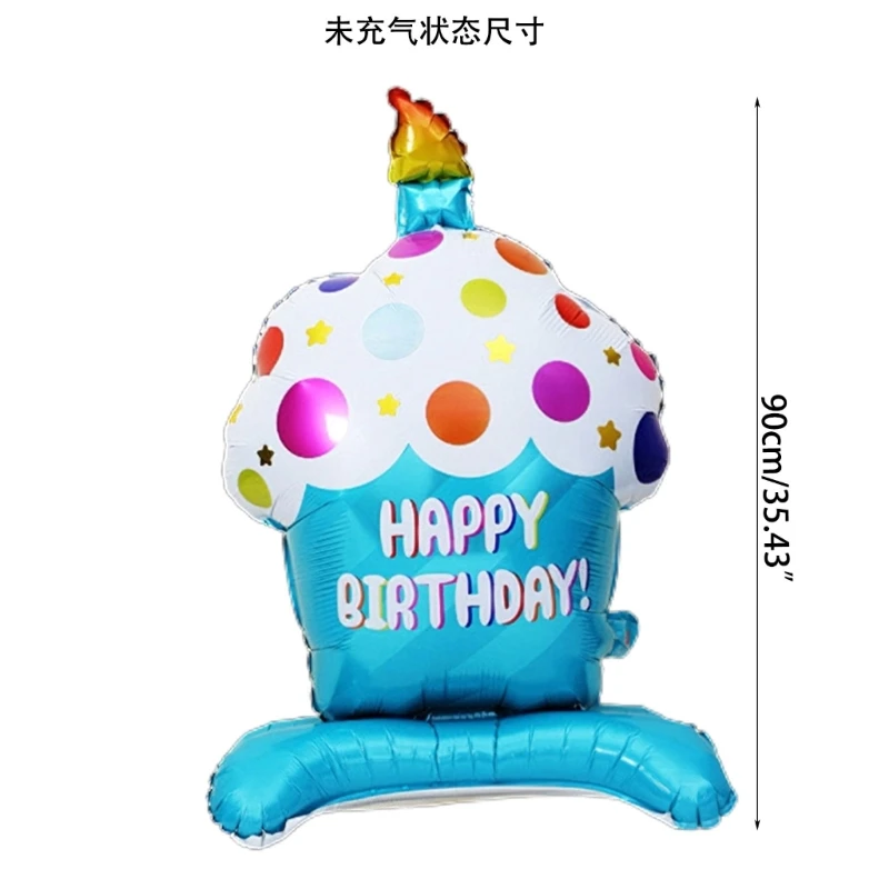 Happy Birthday Aluminum Foil Balloon Standing Base Cupcake Aluminum Foil Balloon For Birthday Baby Shower Anniversary