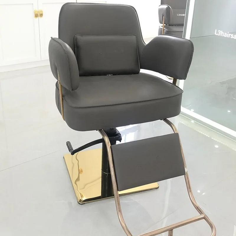 Trendy Hairdressing Hair Salons, Adjustable And Reclining, Stainless Steel, High-End Commercial Haircut Chair