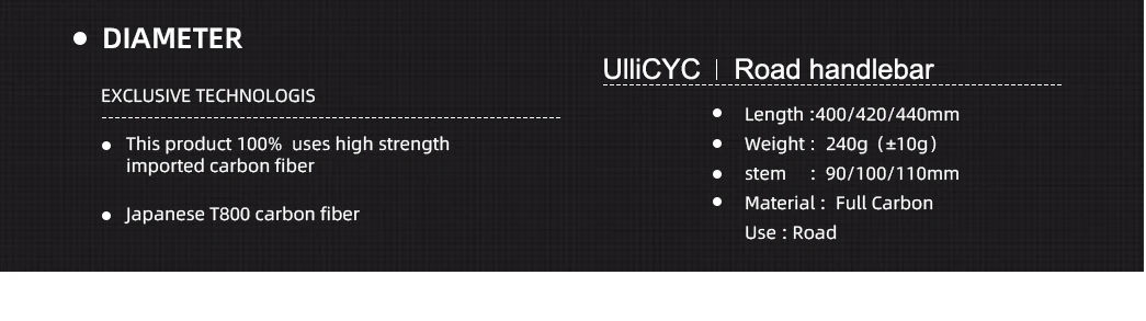 ULLICYC Areo2 Road bicycle racing Matte/Gloss full carbon handlebar internal cable carbon bike handlebar 31.8*400/420/440mm