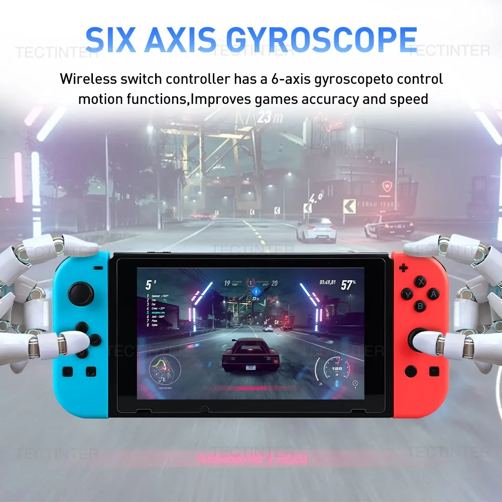 لوحة ألعاب عصا التحكم RGB لوحدة التحكم اللاسلكية للتبديل وحدة التحكم الفرح المتوافقة مع NS 6 Axis Wake-up/Screenshot