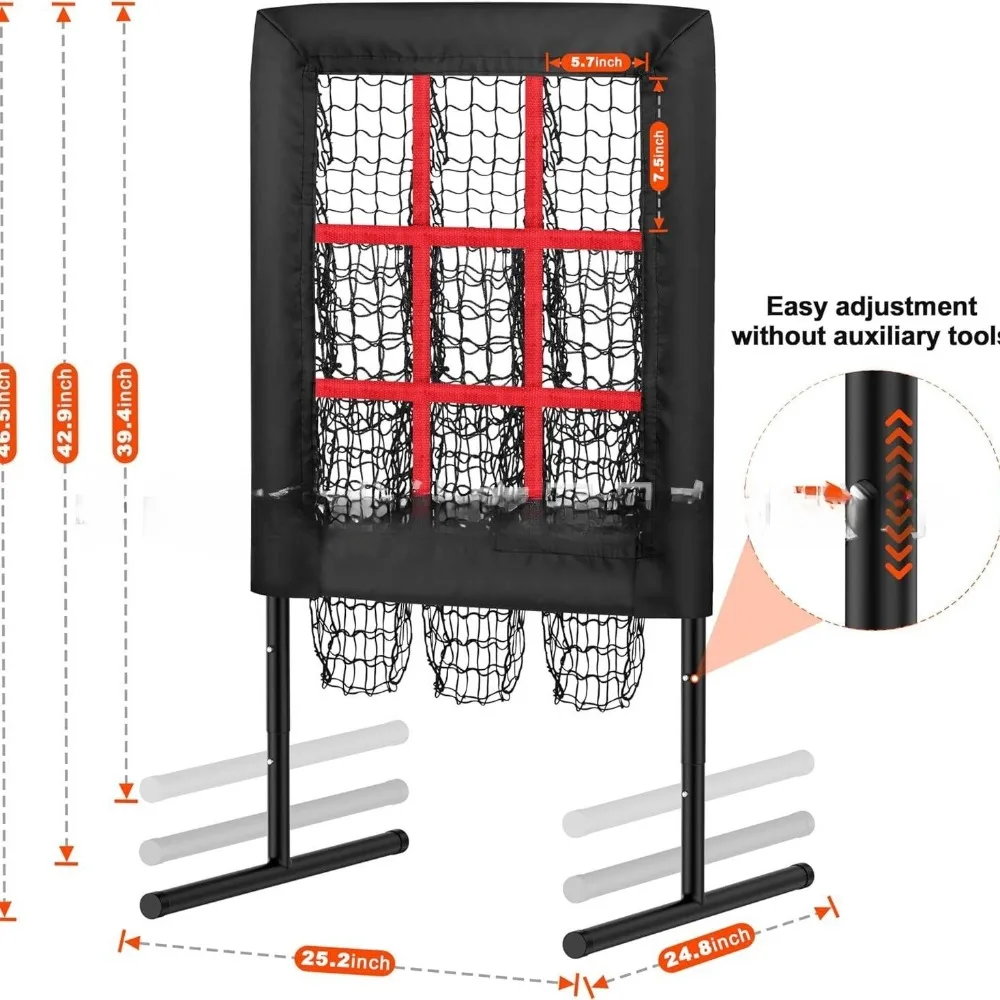 هدف رمي ذو 9 فتحات، شبكة رمي البيسبول ذات 9 فتحات، هدف درجة معدات مساعدة التدريب شديدة التحمل، هدف رمي البيسبول