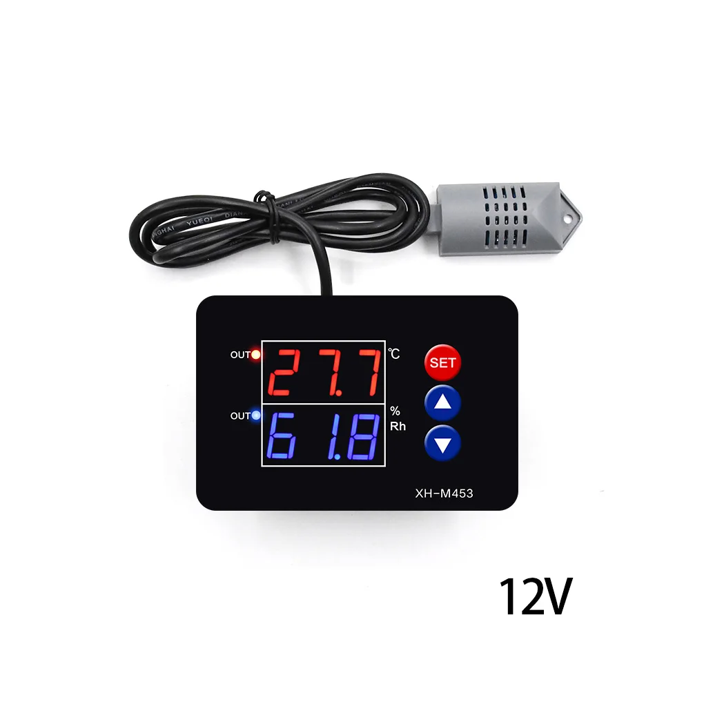 Thermostat LED Screen Dual Display Humidity Regulator Cooling Control 12V