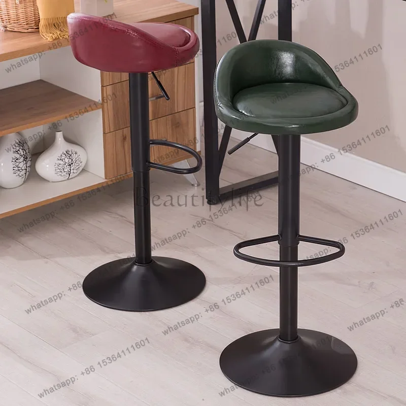 LJY Modern Nordic Minimalist Adjustable Height Bar Stool with Backrest High Stool Home Kitchen Island Bar Counter Reception Offi