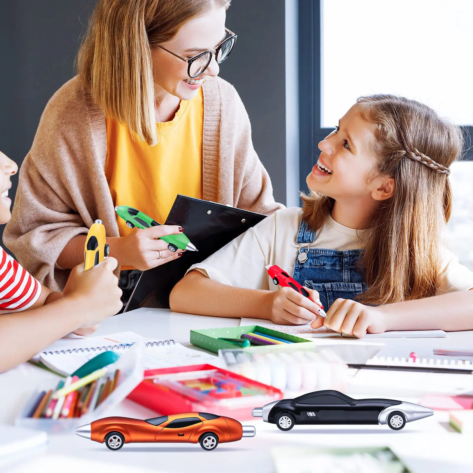 Canetas esferográficas personalizadas carro, marcador de escrita infantil, papelaria, material escolar primário, presente de prêmios, 21pcs