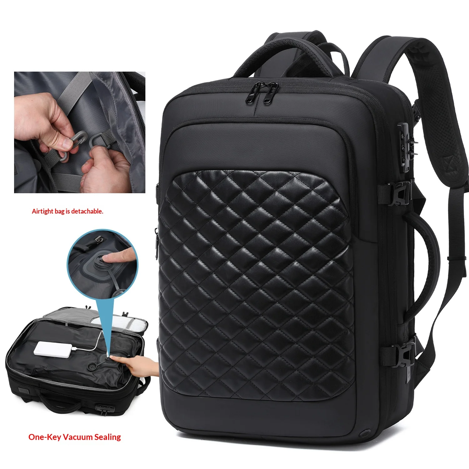 

Men's Large Capacity Travel Backpack Vacuum Compressed Expandable Business Computer Bag Airback USB No batteryackpack