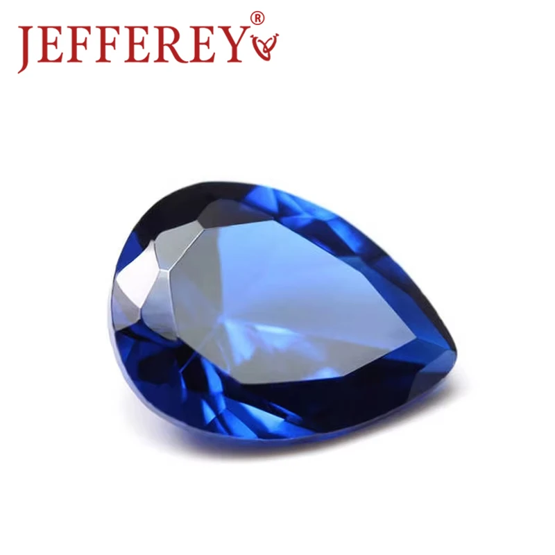 

8A Sapphire Pear Shape Loose Gemstone Blue Colour Synthetic Stone 4x6mm-15x20mm Lab Grown Stone for Jewelry Marking