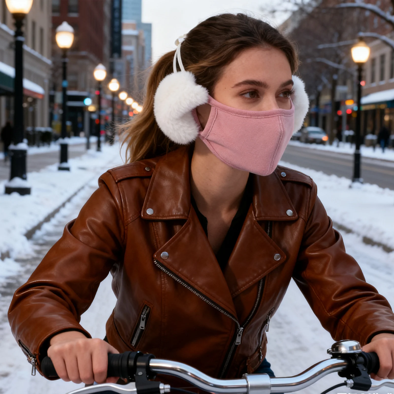 

2Pcs Outdoor Warm Face Mask Full Coverage Thermal Ear Muffs Mask Winter Windproof Cycling Ski Motorcycle Pink Half Face Earflaps