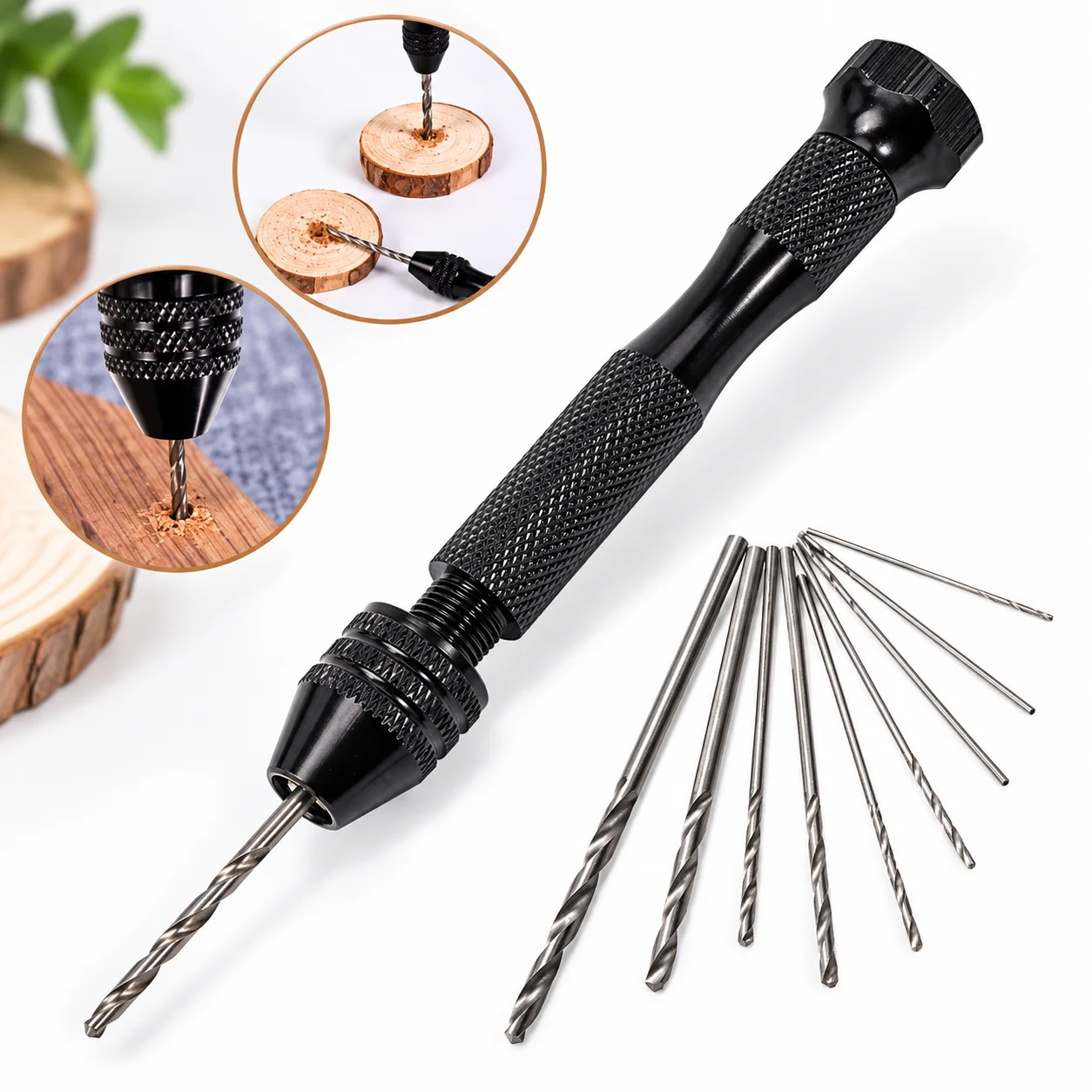 Mini Hand Drill Set with Micro Twist Drill Bits Precision Pin Vise Manual Drilling Tool for Wood Resin Jewelry DIY Craft Making