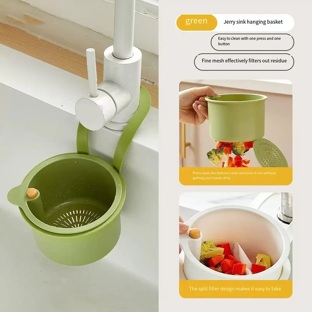 

Kitchen Sink Hanging Strainer Basket Kitchen Garbage Filter Detachable Openable Bottom Cover Quickly Drain Kitchen Gadgets