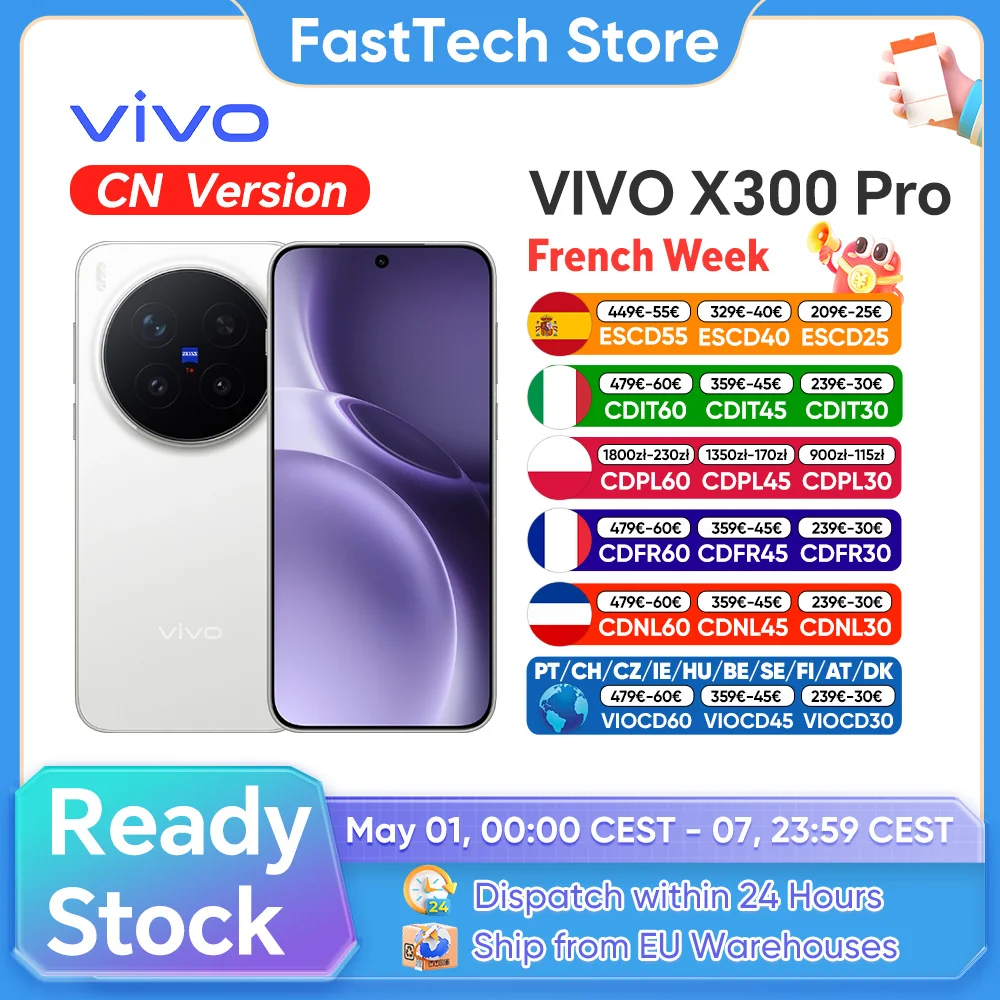 Teléfono Inteligente VIVO X300 Pro 5G, Dimensity 9500, Pantalla AMOLED de 6.78″, 6510mAh, Carga Rápida de 90W, Cámara Teleobjetivo ZEISS APO de 200MP, NFC, OTG
