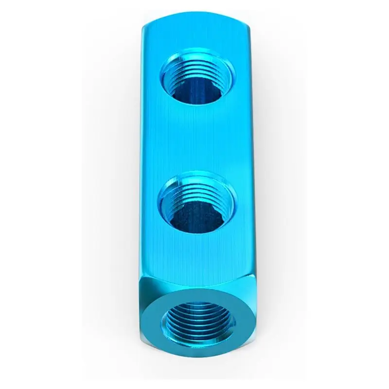 【OFF-SHELF】4 قطع 2 طرق 5 منافذ ضاغط هواء مشعب 1/4 بوصة منفذ إخراج 1/4 بوصة منفذ توريد فاصل كتلة توزيع الهواء من الألومنيوم #6