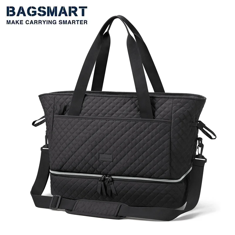 BAGSMART borsone da viaggio da donna Weekender borsa da notte per deposito bagagli borsa da palestra grande da 39 litri con scomparto per scarpe