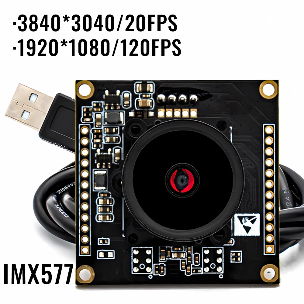 

12MP HD IMX577 USB Camera Module 1080P 120FPS Industrial Camera Board With 2.8mm M16 Mount Lens Plug And Play For Machine Vision