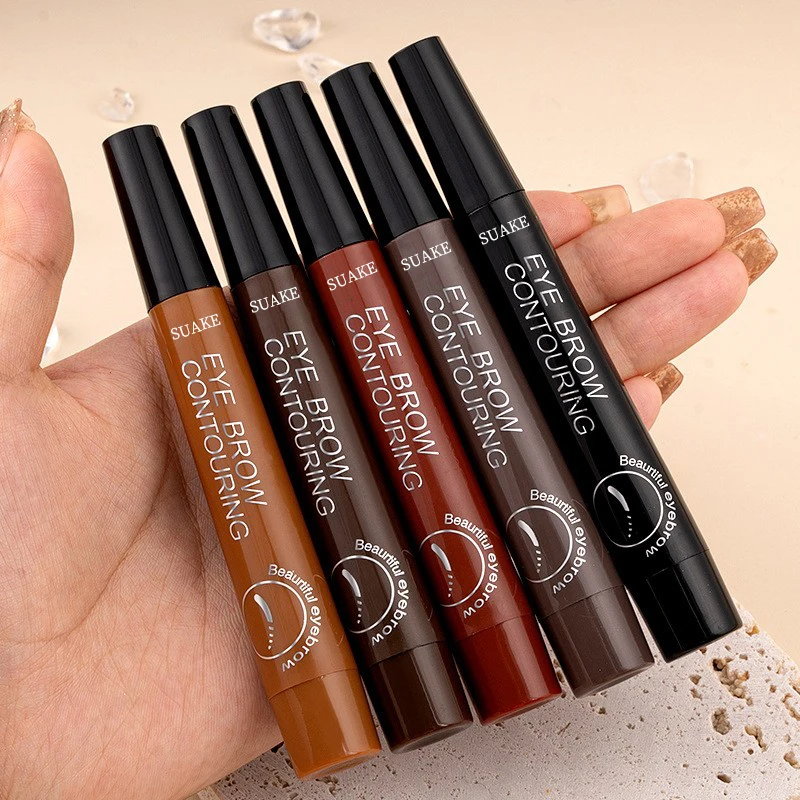 4 Splitted Head Eyebrow Pencil Long Last Smudge Proof Woman Makeup Waterproof Sweat Proof Easy Apply Liquid Brow Makeup Products