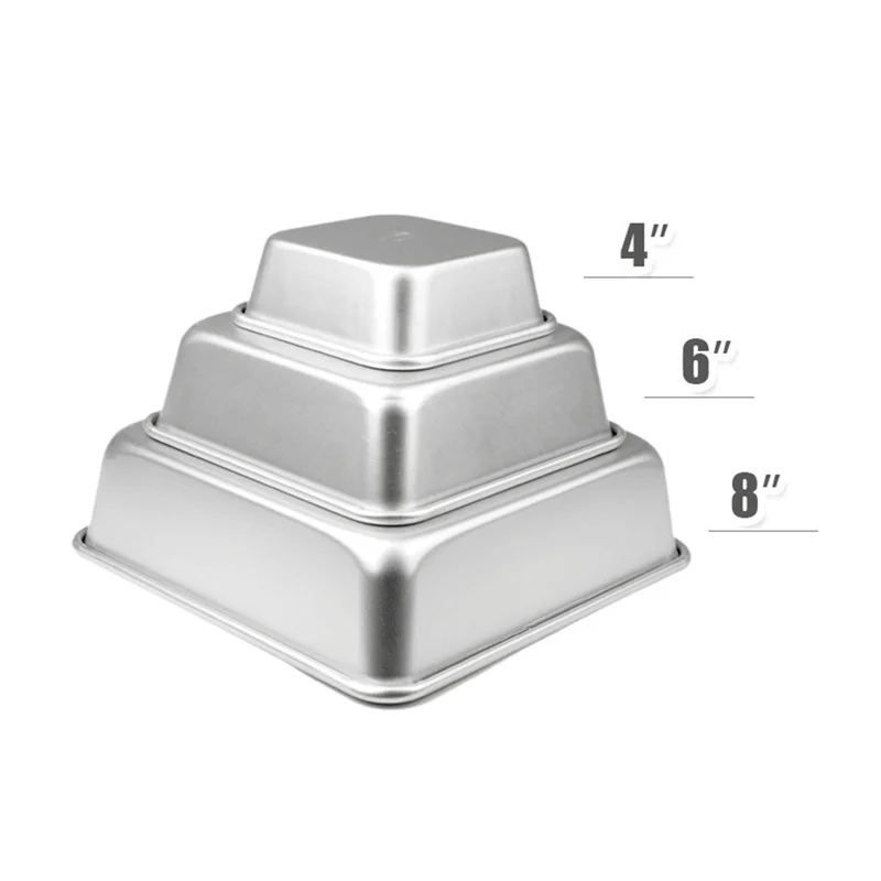 

Fixed Bottom 4/6/8 Inches Square Aluminum Alloy Chiffon Cake Mould Baking Snowflake Crisp Nougat Cake Decorating Mold