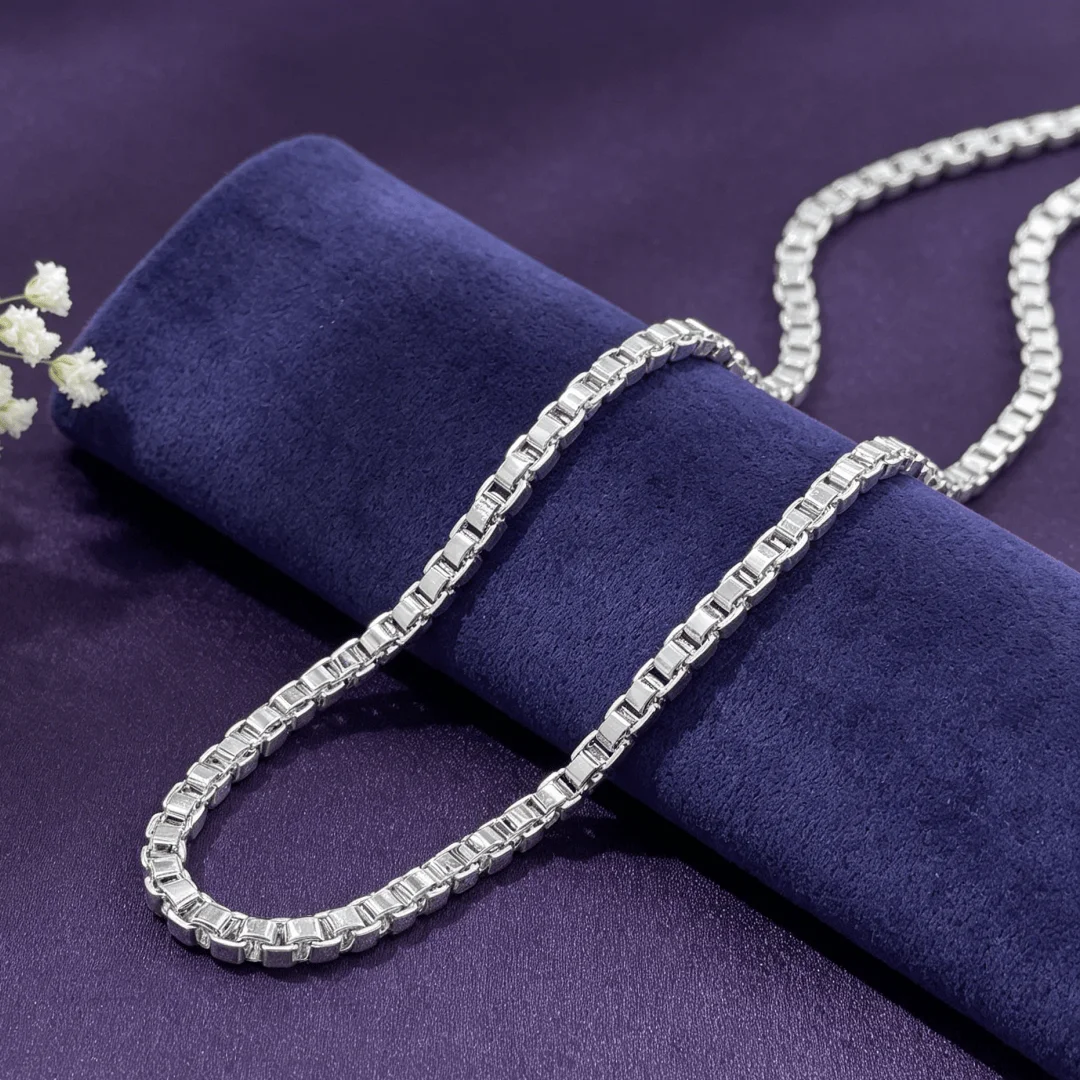 

Hot fine unique 4MM box chain 925 Sterling Silver Necklace for woman men's Affordable Jewelry Fashion charm Party Christmas Gift