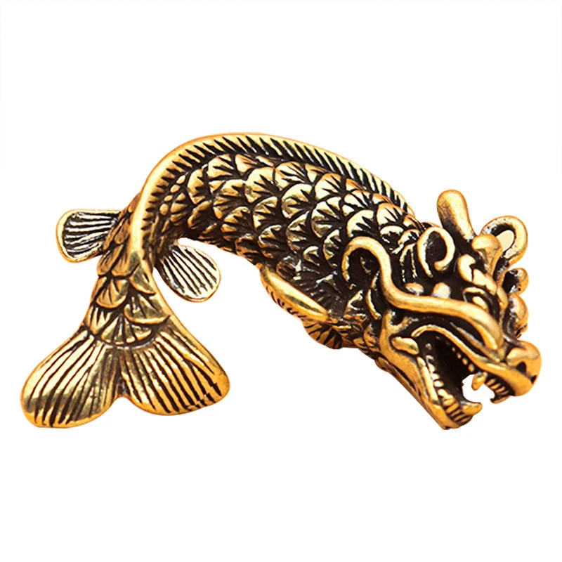 Retro Style Brass 3D Mini Dragon Casting Animal Figurine Sculpture Home Office Room Desktop Decoration Collect Ornament Gift