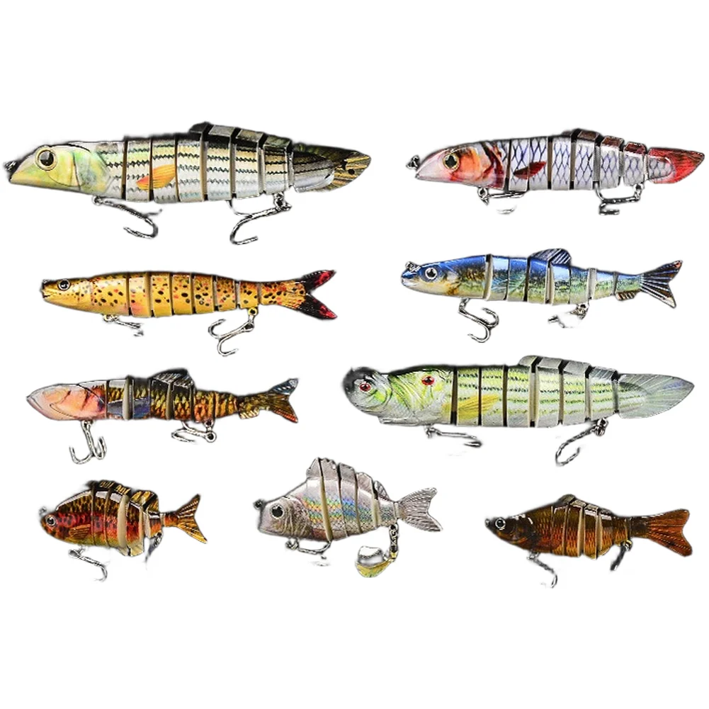 Realistic Swimming Action Lure Fishing Lure ABS Hardbait Fishing Lure Kit Realistic Segmented Body Lifelike S-shape Swimming