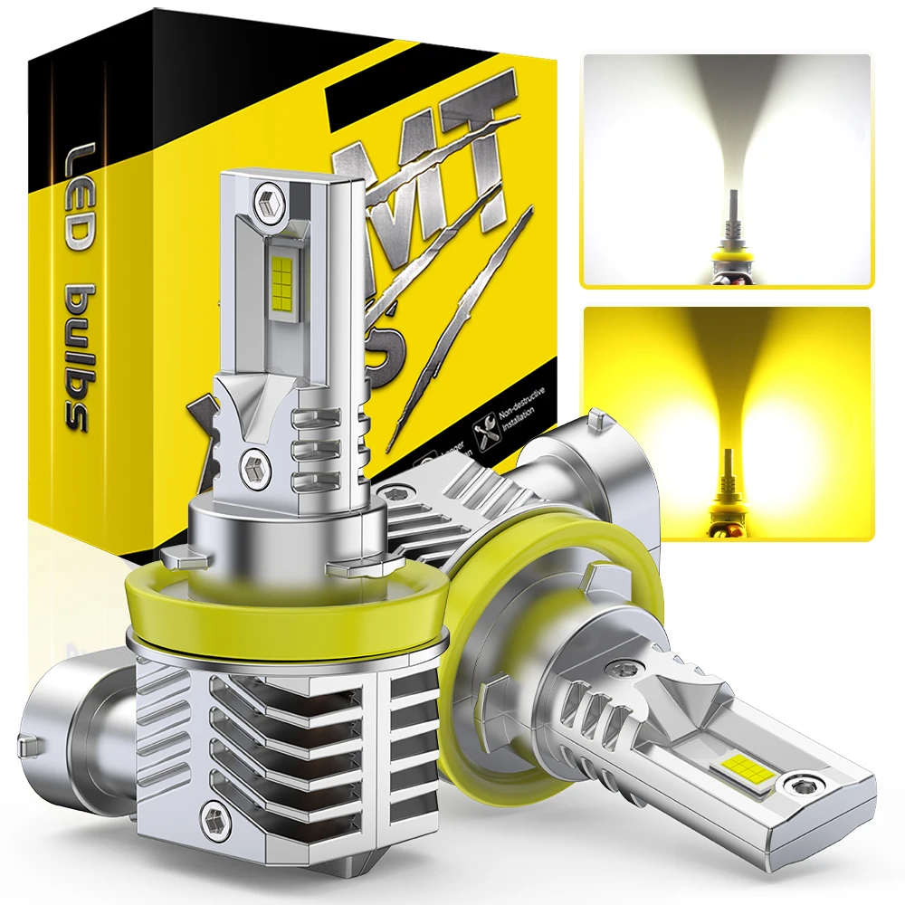 

BMTxms 2PCS H8 H11 H16JP LED Fog Light Switchback Dual Color For BMW Hyundai Honda Mazda 9005 HB3 H10 9145 9006 HB4 Led DRL Bulb