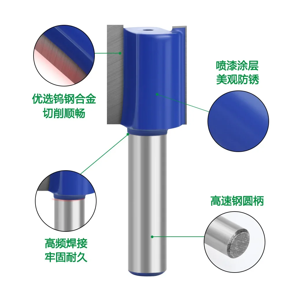 1PC 8MM Shank Milling Cutter Wood Carving Straight Woodworking Router Bit Set Carpenter 6/8/10/12/14/18/20mm Cutting Diameter