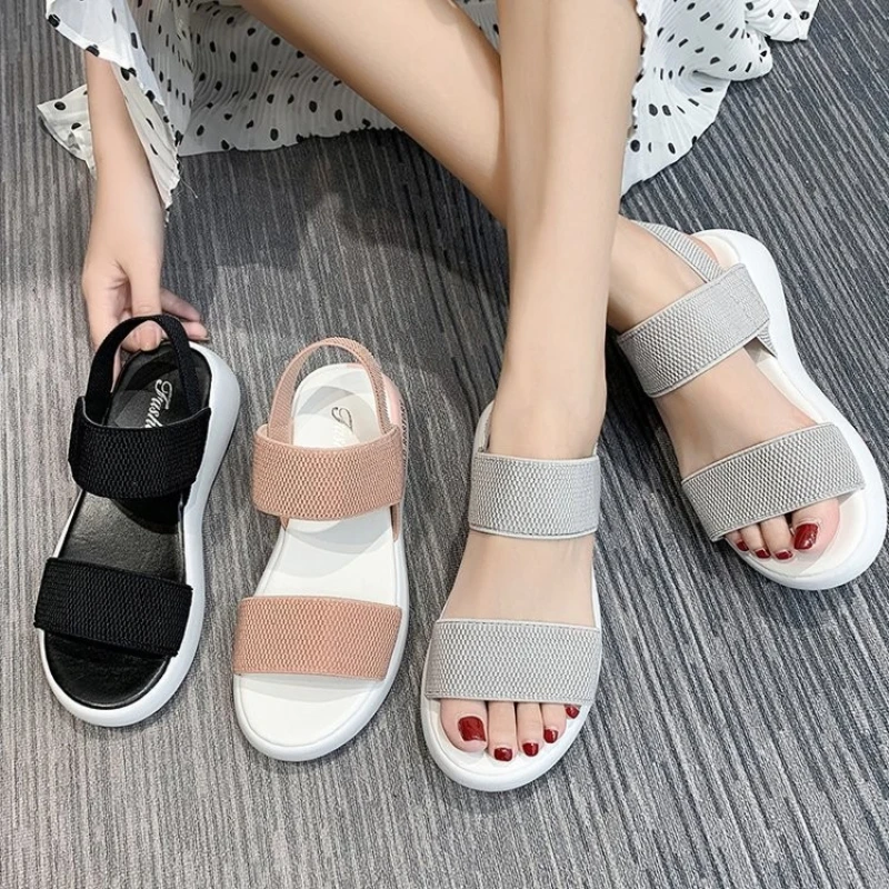 2024 New Summer Fashion Platform  Romen Sandals Women Closed Toe Flat Sandals Women Outdoor Casual Sport Women's shose