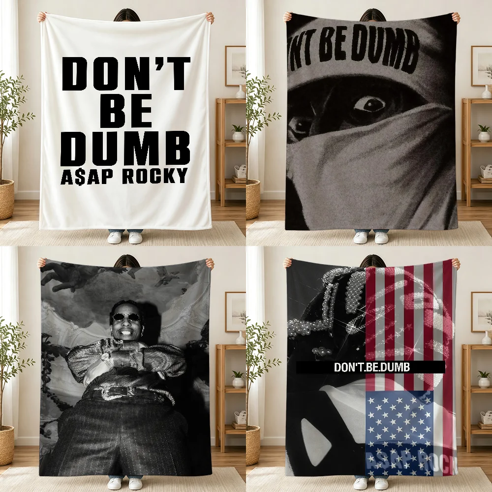 A-ASAPS-ES R-RockyS-ES Dont Be Dumb Blanket Printed Flannel Soft Warm Cozy Season Nap Bed Sofa Travel Camping Gift Adults Kids