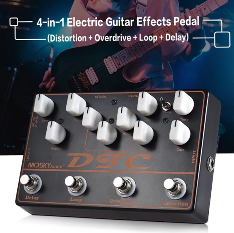 Mosky DTC 4-in-1 Electric Guitar Effect Pedal Synthetic Effector Multifunctional Effector Four in One