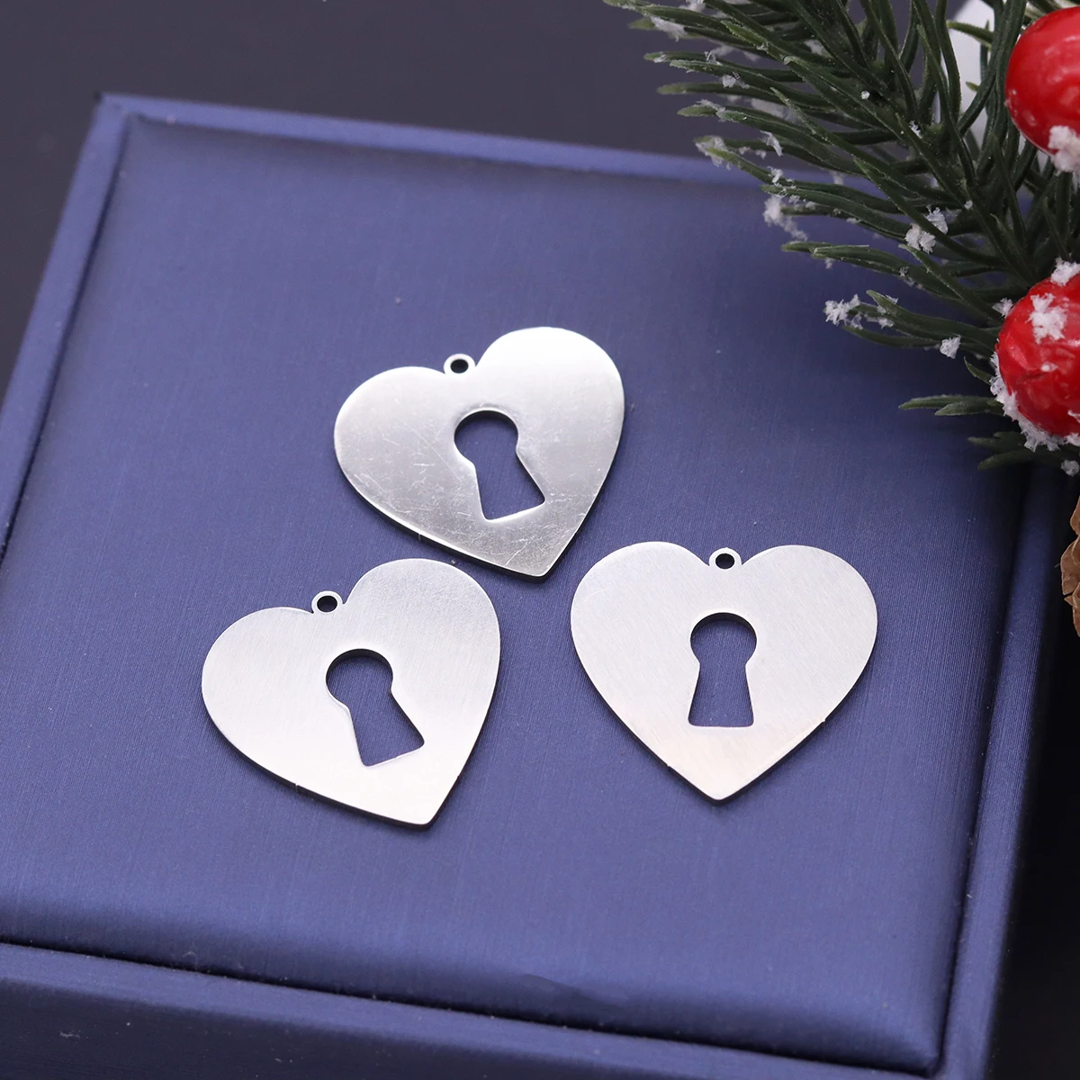 3pcs Heart Lock Stainless Steel Charms Pendants For Jewelry Making Necklace Bracelet DIY Accessories Valentine Gifts