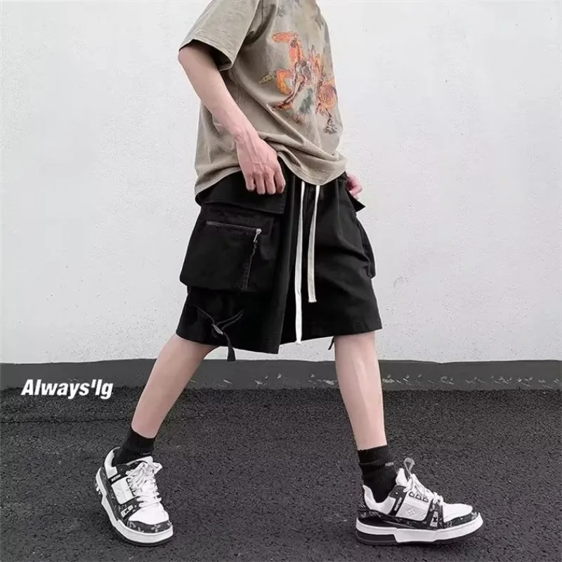 

2025 Black Cool Cargo Shorts for Men and Women Couples Thin Straight Cut Fitness Dopamine Sport Casual Korean Outwear Shorts Men