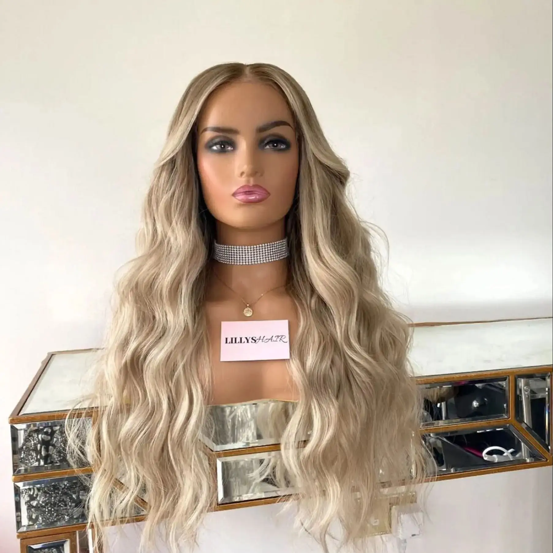 13x4 Ombre Ash Blonde Highlights HD Lace Front Wig with Brown Roots Natural Preplucked Hairline Soft Long Loose Wave Daily Wig