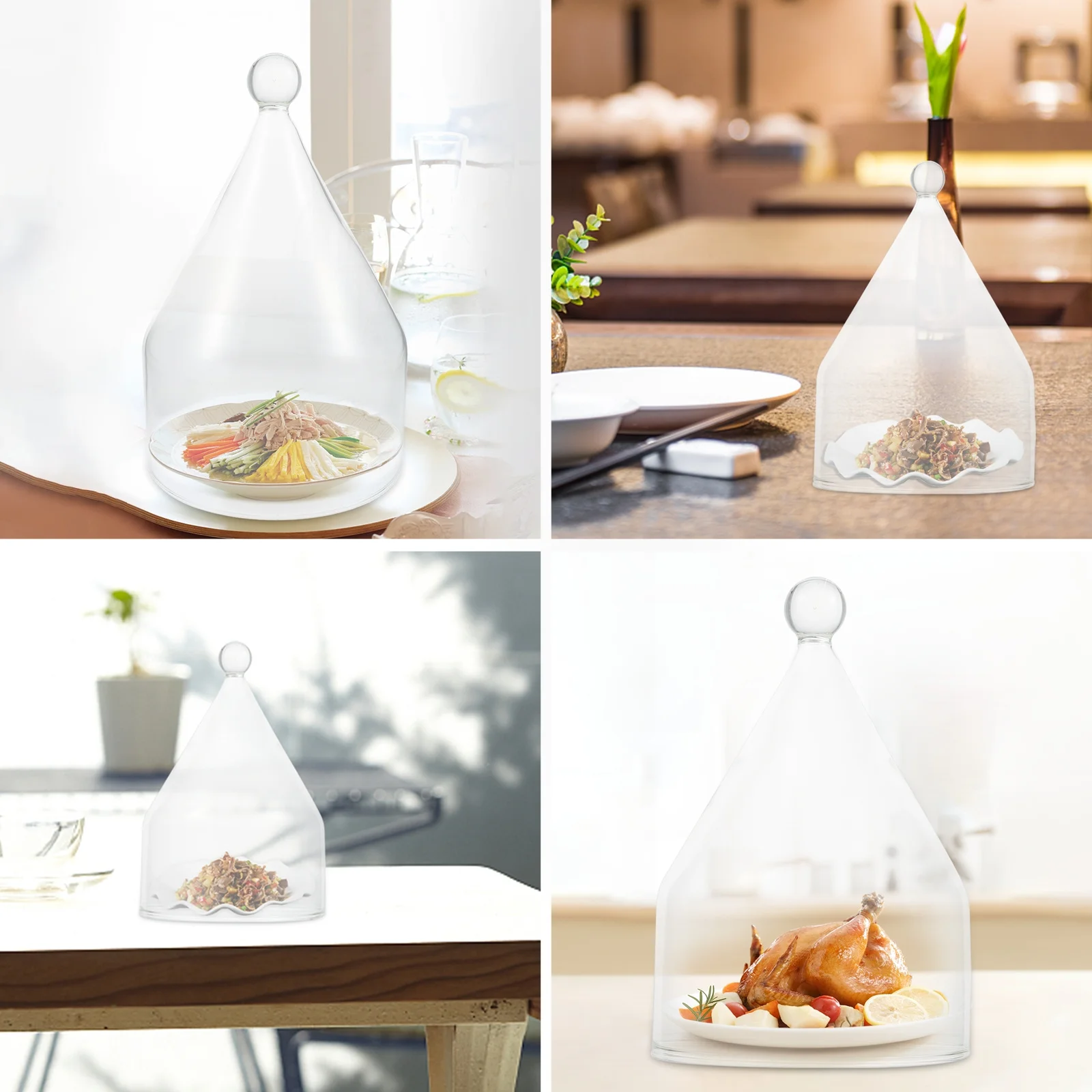 

1Pcs Glass Food Cover Smoke Protective Bread Dessert Cake Cover Snack Lid Kitchen Transparent Cooking Food Lid