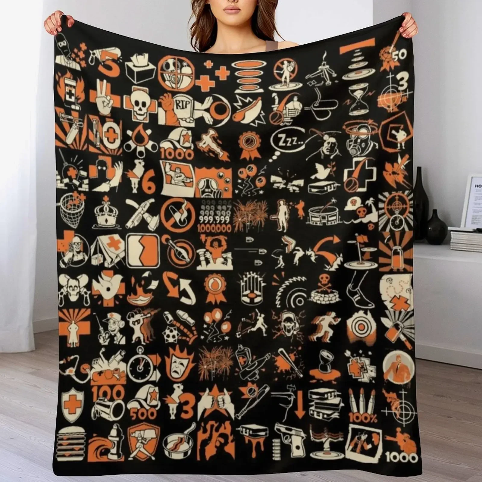

TF2 Achievements Throw Blanket Vintage Thin Loose Blankets