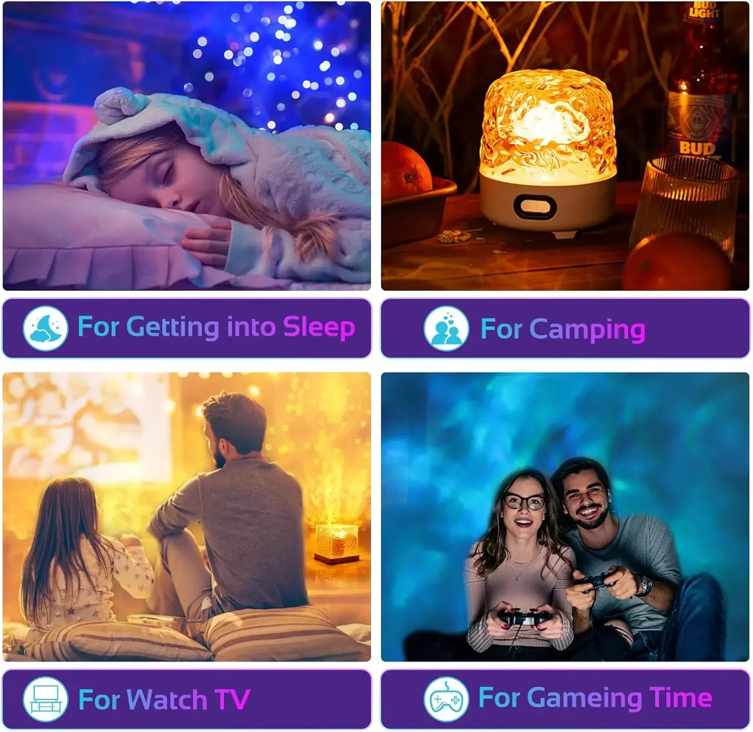 Dynamic Crystal Lamp with HiFi Bluetooth Speaker Water Ripple Projector LED Night Light for Bedroom Room Atmosphere Night Lamp