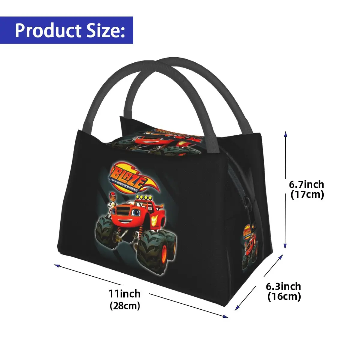 Blaze And The Monster Machines Insulated Lunch Bag for Women Picnic Storage Food Boxes Container Cooler Thermal Lunch Box Tote