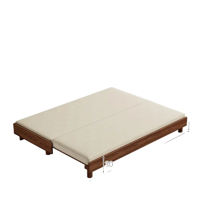 LLMMM New Chinese Style Full Solid Wood Cream-Style Sofa Bed, Folding Dual-Use Small Apartment Telescopic Bed view 2